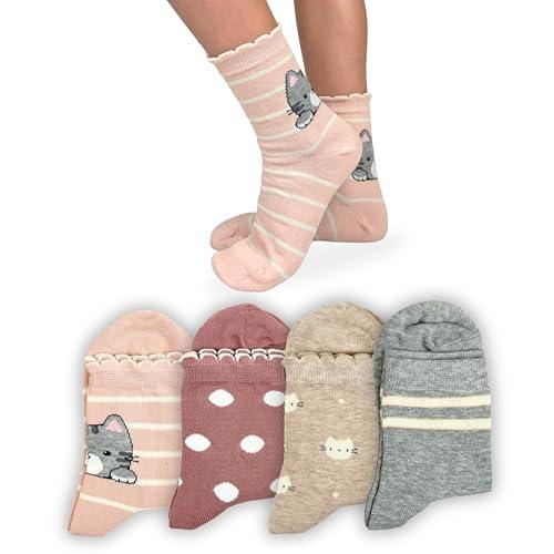 LEON D'ORO Calzini Bambina Cotone 4/6 Paia Calze Bimba Caldo Cotone Calze Bambina invernali Made in Italy (IT, Numero, 23, 28, ASS1 4 paia)