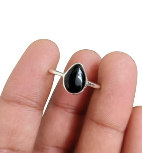 Regalo fatto a mano in argento sterling 925 con pietra preziosa a forma di pera naturale per le donne Il suo anello impilabile