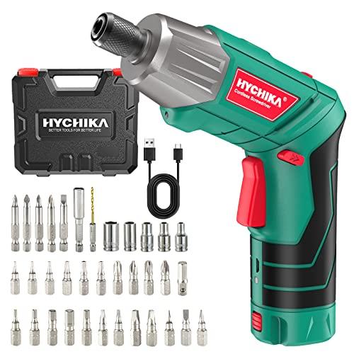HYCHIKA Avvitatore a Batteria 6Nm, Cacciavite Elettrico 3.6 V 2.0 Ah, Avvitatore Elettrico, Luce a LE, Cavo di Ricarica USB, 35 Accessori, Custodia