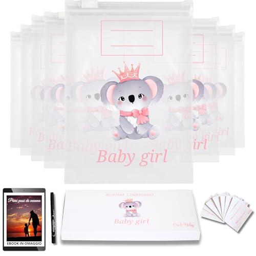 CRI&REBY 8 bustine corredino neonato ospedale 100% made in italy - EBOOK IN OMAGGIO - I tuoi sacchetti nascita bimbo - sacchetti nascita bimba(38x25cm)