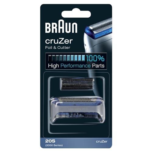 Braun 20S Testina di Ricambio per Rasoio Elettrico Uomo, Compatibile con i Rasoi CruZer, per un Rasoio Ottimale Ogni Giorno, Colore Argento