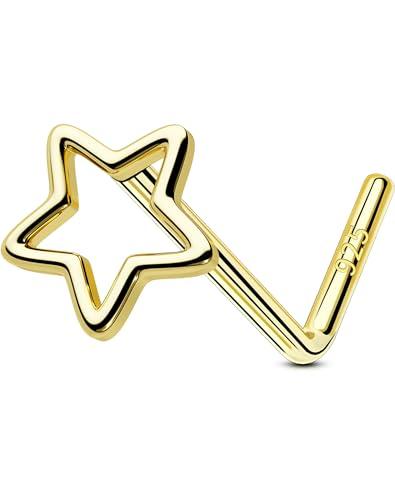 OUFER 20G Piercing Naso Nostril Argento 925 Piercing Naso Stella 7 mm Oro Nose Pin Piercing Nasale L Piercing Naso Donna Anellino Anello Naso Nostril Nose Hoop