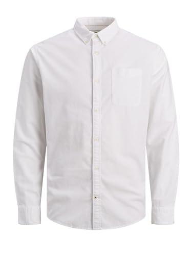Jack & Jones Uomo JJEOXFORD Shirt L/S S21 Noos Camicia, White/Fit: Slim Fit, XXL/