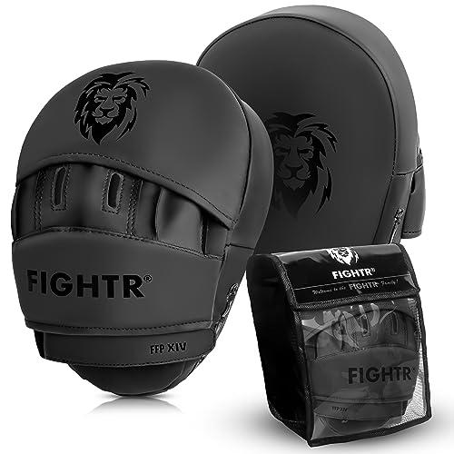 FIGHTR® Premium Colpitori Boxe con Imbottitura e stabilità Ideali | Pao Pads da Boxe per Arti Marziali incl. Borsa da Trasporto (Bianco/Nero) Colpitori pour Boxe, Kickboxing, Muay Thai