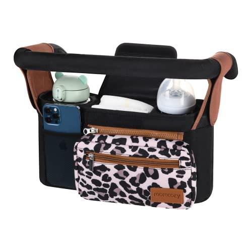 Momcozy - Organizer universale per passeggino, con porta bevande/portabicchieri isolati, con tasca con cerniera, tracolla e spazio per pannolini e telefoni cellulari