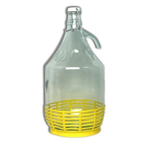 FERROELETTRA Damigiana Vetro 5 Litri - Bottiglione con Chiusura Meccanica Ermetica Con Guarnizione Dama per Olio - Contenitore Olio 5 Litri - Damigiane e Bottiglioni per Prodotti Alimentari (1 Pezzo)