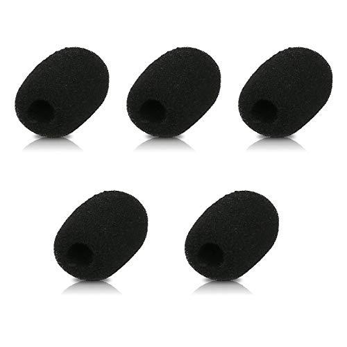 kwmobile Set 5X Filtri Antipop Microfono 2,5x3x1 cm - Protezioni Microfoni per Cuffie - Antivento e Antirumore - in Schiuma Nero