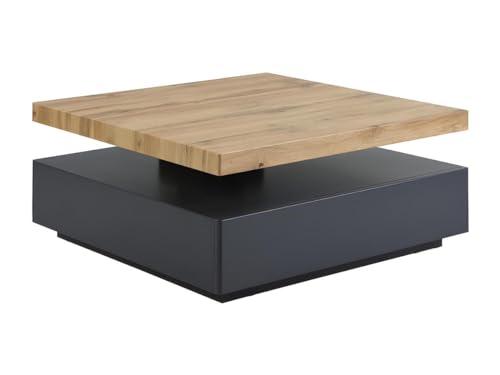 Vente-unique - Tavolino 1 cassetto e piano girevole in MDF Antracite e Rovere - KYRIA