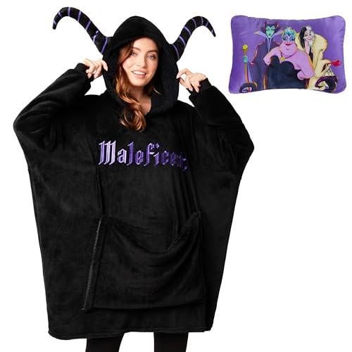 Disney Felpa Donna - Felpa Coperta di Pile Taglia Unica - Felpa Oversize Donna Ripiegabile A Cuscino - Stitch Gadget Ufficiale (Maleficent)
