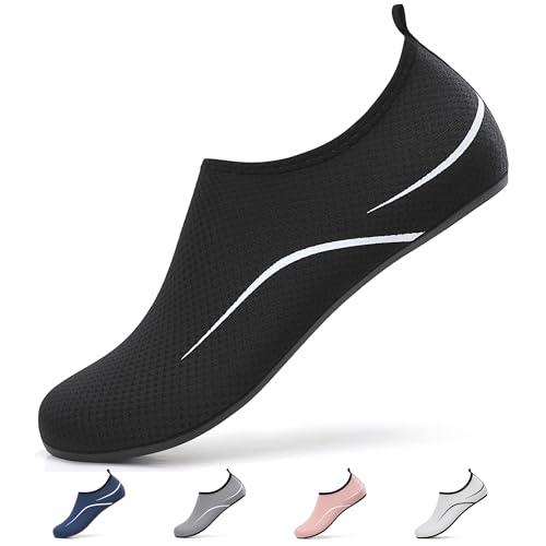 Uomo Donna Scarpe da Scoglio Water Shoes Scarpette per Scogli Scarpe Mare Antiscivolo Scarpe Spiaggia Traspirante Scarpe Acquatiche per Sport Acquatici Parco Acquatico.Nero,39 EU