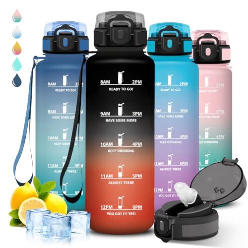 Grsta Borraccia 1,5 litri, con Cannuccia, Senza Perdite, Borraccia Palestra, Borracce con Slogan Motivazionale, Motivazionale, Facile da Trasportare, per Scuole, Fitness, Campeggio, Yoga