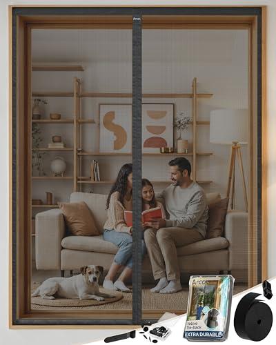 ARCOL Zanzariera Magnetica Finestra 120x150 cm in Fibra di Vetro – Stop Zanzare in 3 Min., Rete Ultra-Fine Anti-Insetti, Chiusura Automatica con Magneti e Pesi, Nastro a Strappo Extra-Largo (Nero)
