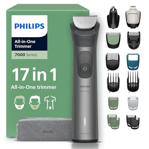 Philips Rifinitore All-in-one Multigroom Serie 7000 17 in 1 - Rifinitore per barba, capelli e corpo, lame autoaffilanti interamente in metallo, 26 impostazioni di lunghezza (0,5-20 mm), MG7961/15