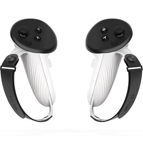 AMVR Impugnature grip straps per controller compatibili con Oculus/Meta Quest 3S/Quest 3 accessori, 100% segnale, silicone protezione delle Cinturini nocche (non per il dock di ricarica)