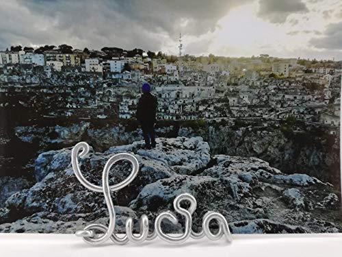 Portafoto con nome. In alluminio fatto a mano, inossidabile