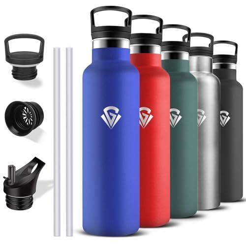 Borraccia Termica, Borracce 1 litro, Senza BPA, Borracia con Cannuccia, Senza Perdite, Bottiglia Termica, Borraccia Palestra, Acciaio Inossidabile 18/8, Borracce per Campeggio, Escursionismo