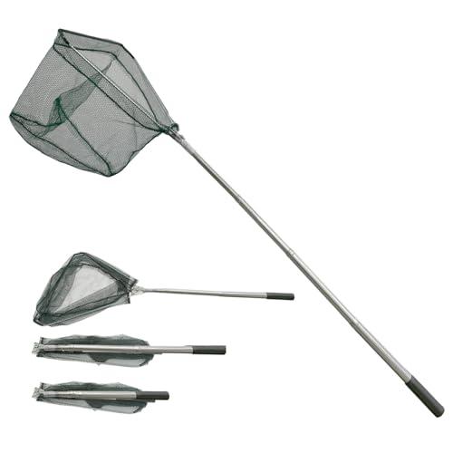 Retino da Pesca Pieghevole Estensibile,Guadino per Pesca Telescopico 155cm,in Acciaio Inossidabile Manico Estendi la Lunghezza Durevole,per pesca di uccelli,acquario,oggetti galleggianti
