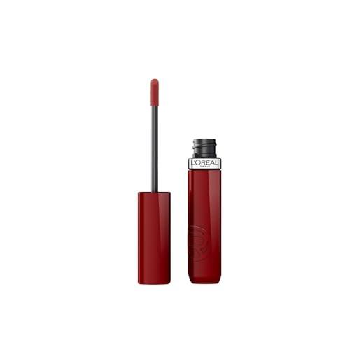 L'Oréal Paris Rossetto Liquido, Colore Intenso ed Effetto Laccato, Tenuta 16H, Resistente alle Sbavature, No Transfer, Con Squalano, Infaillible Laque Resistence, Tonalità: 550 Noir Cherry, 4,3 ml