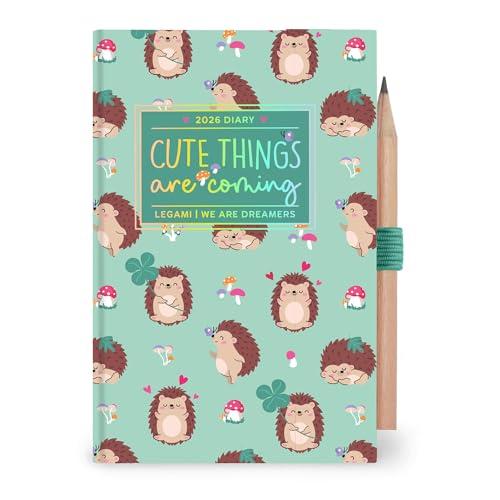 Legami - Agenda Fotografica Bigiornaliera Mini 2026, Hedgehog, 12 Mesi, Rubrica e Matita Inclusa, Chiusura con Elastico, Diario da Gennaio 2026 a Dicembre 2026, in Carta FSC Certificata, 7x10 cm