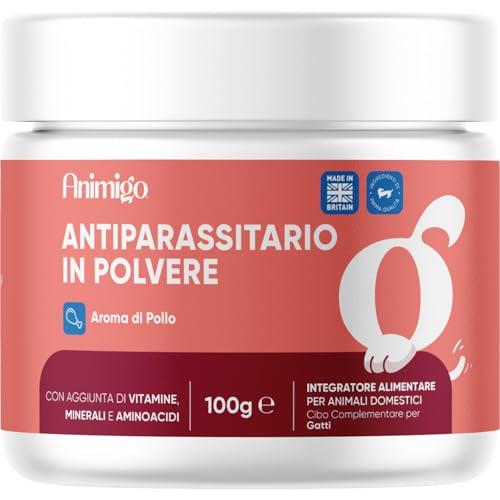 Antiparassitario Gatto in Polvere,100% Naturale, Difese Immunitarie, Digestione, Antipulci Gatto,100gr, Vitamine Gruppo B, Amminoacidi, Minerali, Fieno Greco, Zenzero, Misurino Incluso, Aroma Pollo