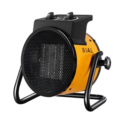 SIAL Termoventilatore 2000 W - Radiatore Elettrico - Ceramica - Riscaldamento Industriale - Riscaldamento Rapido in 3 Secondi - Termostato e Protezione da Surriscaldamento (Giallo)