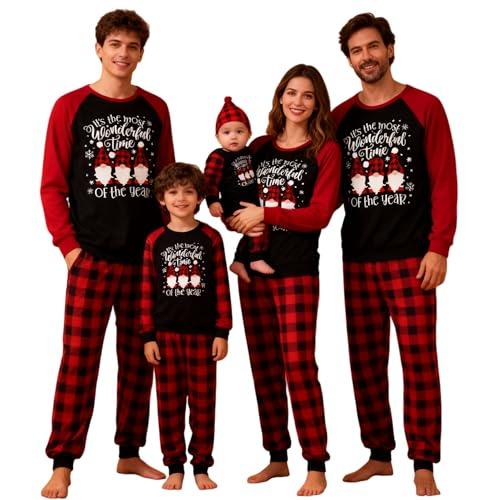 Generico Pigiama Natale Famiglia: Due Pezzi Comodo Caldo Set Pigiami Natale Famiglia Scollo Rotondo Maniche Lunghe Stampa Natalizia Indumenti da Notte Unisex: Bambini 2-3 Anni Nere