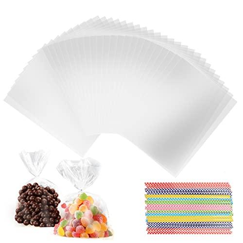 200pz Sacchetti Cellophane 10 x 15 cm, Sacchetti trasparenti per caramelle, Bustine per biscotti, Sacchetti Regalo Trasparenti, Bustine Trasparenti per Caramelle Biscotti Cioccolatini