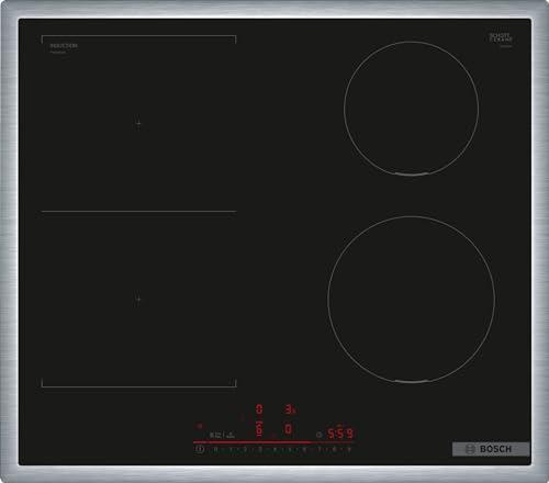 Bosch PVS645HB1E Serie 6 Smart Piano cottura a induzione (autosufficiente), larghezza 60 cm, combinazione di due zoo di cottura, telaio perimetrale, controllo della cappa basata sul piano cottura,