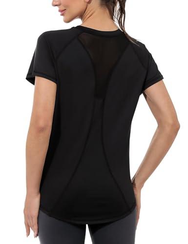 Gyabnw Maglietta Sportiva Donna Magliette Manica Corta Elastico Camicia Palestra Donna Indietro in Rete Traspirante Top Fitness Yoga Corsa Danza