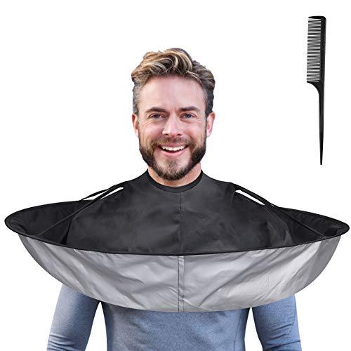 Lictin Taglio Di Capelli Parrucchiere Mantello Da Barba - Mantella per Tagliare i Capelli per Barbiere Di Famiglia con un pettine a punta, 65 cm diametro di (Nero)