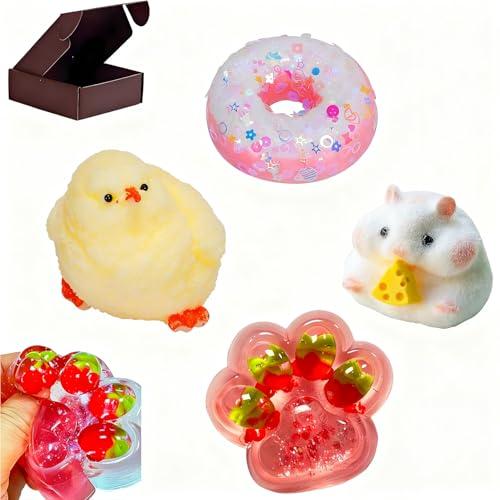 4 Pz Taba Squeeze, Kawaii Squeeze Pelliccia Squeeze Giocattoli, Stress Relief Squeeze per Bomboniere Del Partito, Fidget Giocattoli Adatto Adulti Bambini (PAW)