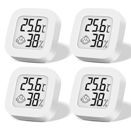 4 mini termometri digitali, LCD igrometro temperatura interna senza fili, umidità metro, sensore di temperatura ad alta precisione in ℉/℃, per camera dei bambini, interni, ufficio, soggiorno