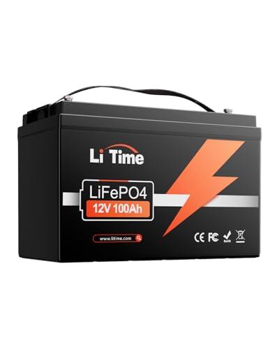 LiTime Batteria Litio 12V 100Ah, Batteria Lifepo4 12V con BMS 100A Fino a 15000 Cicli e 10 Anni Di Durata, Batterie Lifepo4 100Ah per Caravan, Camper, Alimentazione Di Riserva, Barche, Trolling Motors