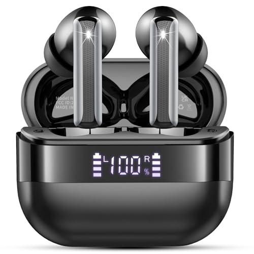 Cuffie Bluetooth 5.4, Auricolari Bluetooth con 3D Bass Hifi Stereo, 48 Ore Cuffie Wireless 4 ENC Mics Cancellazione Rumore, Cuffiette Bluetooth IP7 Impermeabile Cuffie Senza Fili con LED Display USB-C