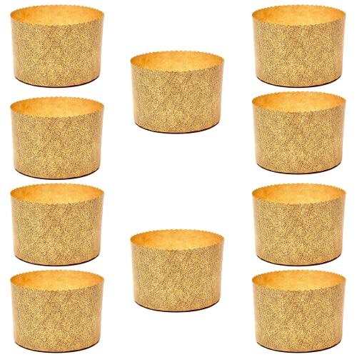 FAH - Stampo per Panettone Alto 750 gr, 10pz - Pirottini Panettone di Carta Naturale di Pura Cellulosa ad Alta Densità, Calandrata, Forme di Cottura per Panettoni, Resistente al Calore 200°C