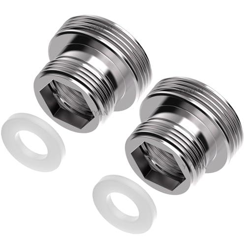 Yvyan Adattatore per rubinetto M18 su M22-2, adattatore filettato per filettatura esterna M18 e M22, adatto per rubinetti da cucina, risparmio d'acqua, depuratore d'acqua, raccordi per tubi (argento
