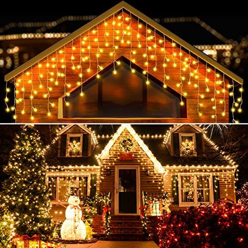 Luci Natale Esterno Cascata, Elktry 400LED 10M Tenda Luminosa con 8 Modalità Impermeabili, Catena Luminosa Esterno per Natale Feste Casa Finestra Patio Giardino