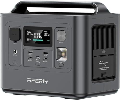 AFERIY 800W Power Station Portatile, Batteria LiFePO4 Da 512Wh, Ricarica Rapida In 1 Ora, AC 230V, UPS, Generatore Solare Per Campeggio All'Aperto Rv Backup Domestico, 7 Anni Di Garanzia
