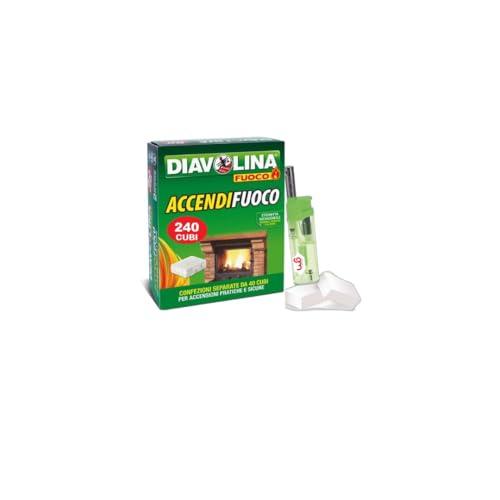 Diavolina Accendifuoco Classico,il n.1 in Italia, Accensione Istantanea Pratica Sicura per Camino, Stufa, Legna, Barbecue con Accendino GM (240)
