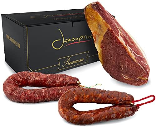 Prosciutto Crudo Serrano Spagnolo Stagionato & Disossato Gran Riserva 1 Kg (Jamon Serrano) + Chorizo Salsiccia 200 gr + Salchichón Salsiccia 200 gr – Jamonprive Premium