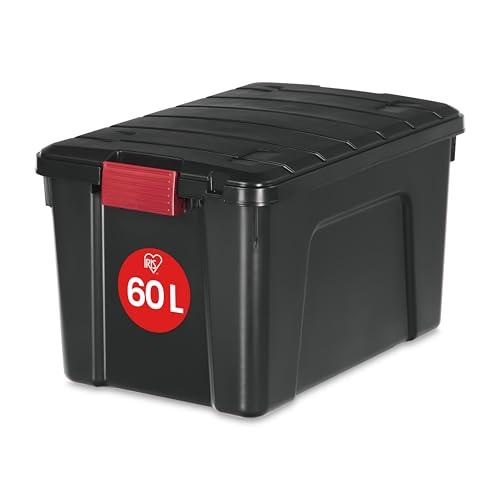 Iris Ohyama, Scatola portaoggetti, 60 L,Accatastabile,Pinze, Giardino, Garage, Soffitta - Store it All Box SIA-60 - Nero