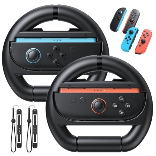 FASTSNAIL volante per Switch 2/Switch 1/OLED, Antiscivolo Adattatore compatibile con Switch 2 per Joycon 2, Controller accessorio per Mario Kart World(Nero+Nero)