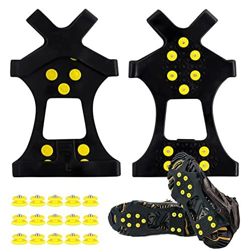 Ramponi Antiscivolo, Ramponi per Scarponi con 15 Chiodi da Neve di Ricambio, Ramponi da Ghiaccio, Ramponi per Scarponi da Montagna, Adatto per Gli Sport Invernali All'Aperto (L)