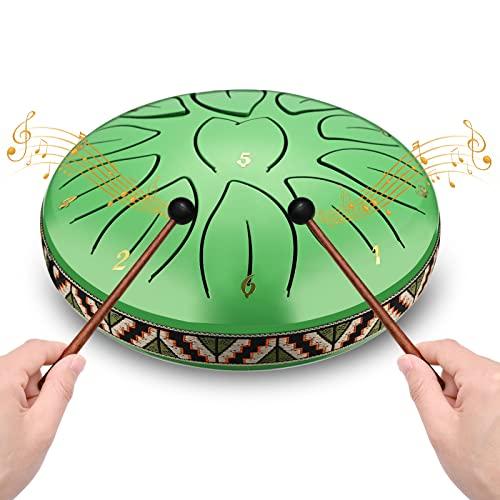 Ovshnrr Steel Tongue Drum 6 Pollici 11 Note Tamburo in Acciaio Handpan Tamburo Strumento a Percussione con Bacchette per Tamburi e Borsa per Meditazione Yoga Zazen