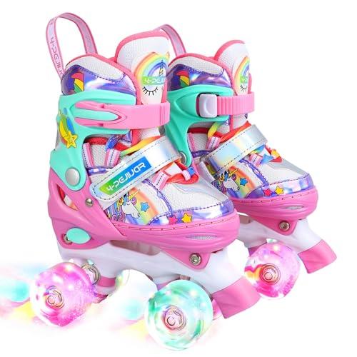 Pattini a Rotelle Bambina Unicorno Pattini Regolabili Pattini a Rotelle in Linea con 4 LED Ruote per Bambini Ragazzi Principianti