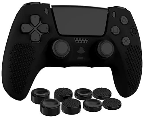 MyGadget Custodia in Silicone compatibile con PS5 Controller - con 8 thumbsticks (2x coppia alta | 2x coppia bassa) - Cover per Playstation Dualsense Wireless in Nero
