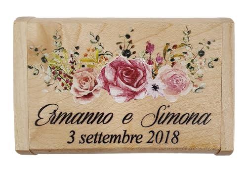 Chiavetta usb - pennetta - pendrive - in legno con custodia personalizzata con grafiche a colori - personalizzala - idea regalo san valentino - marito moglie - matrimonio