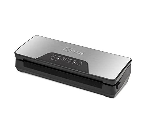 Girmi VT75 Macchina per il Sottovuoto per Alimenti Automatica,130 W, Forza Aspirante -750 mBar, 3 Funzioni sigilla, sottovuoto, contenitori, Panello Soft-Touch, Include rullo, Nero