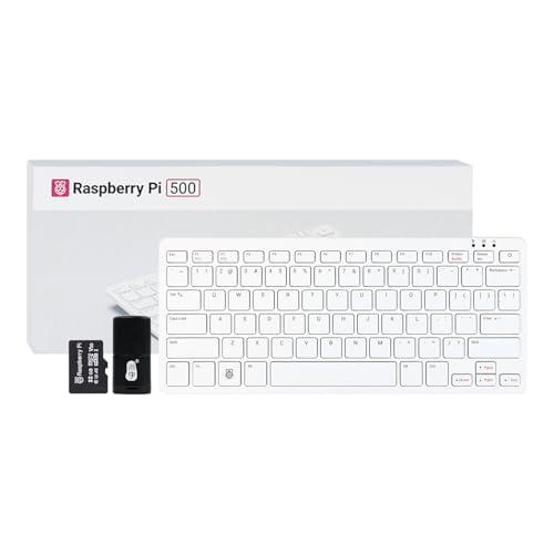 RaspberryPi 500,Keyboard Kit Desktop Computer (US).Quad-core Arm processor,Dual 4K Output,WiFi/BLE Support with Official RPi 32GB Micro SD card