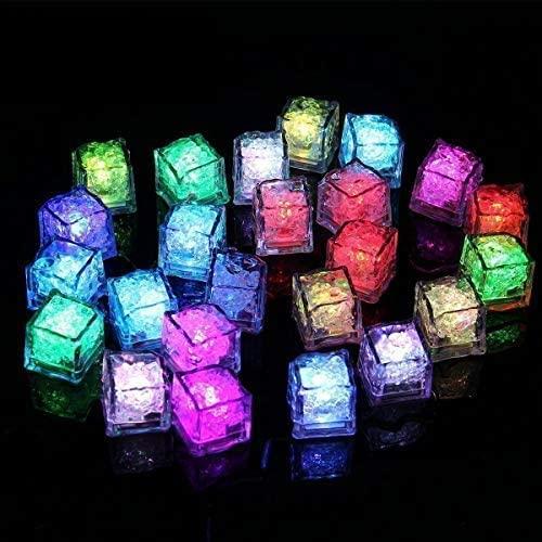 Jzhen 12 Pezzi Ghiaccio Luminoso,Multicolore Cubo Ghiaccio LED Ice Cube Adatto per Bar, Balli, Ricevimenti, Feste, Matrimonio